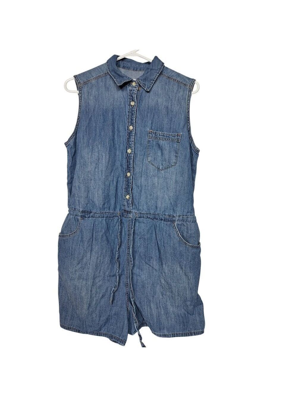 Universal Thread Denim Romper Sleeveless Blue Large - Picture 2 of 6